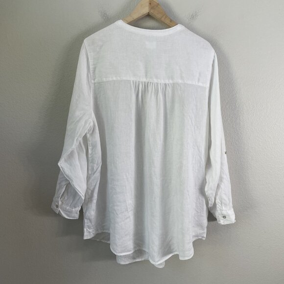 Sigrid Olsen Shirt Womens 2X White 100% Linen Button Front Long Sleeve Pockets - Picture 10 of 10